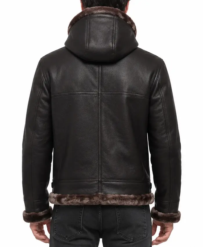 Black And Brown B-3 Shearling Sheepskin Leather Jacket