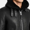 Black B-3 Hooded Leather Jacket
