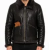 Black B-3 Shearling Fur Leather Jacket