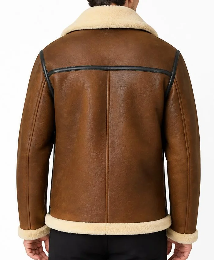 Brown B-3 Shearling Aviator Leather Jacket