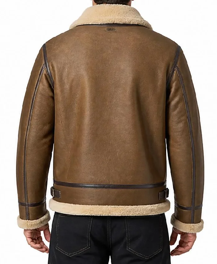 Brown Men B-3 Sheepskin Leather Jacket