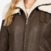 Brown Shearling Fur Leather Jacket Womens