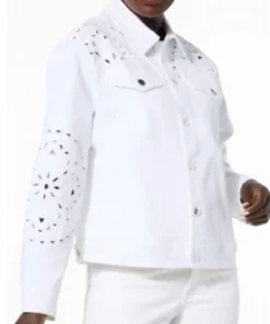 Buy Access Hollywood Christie Brinkley White Embroidered Denim Jacket For Men And Women