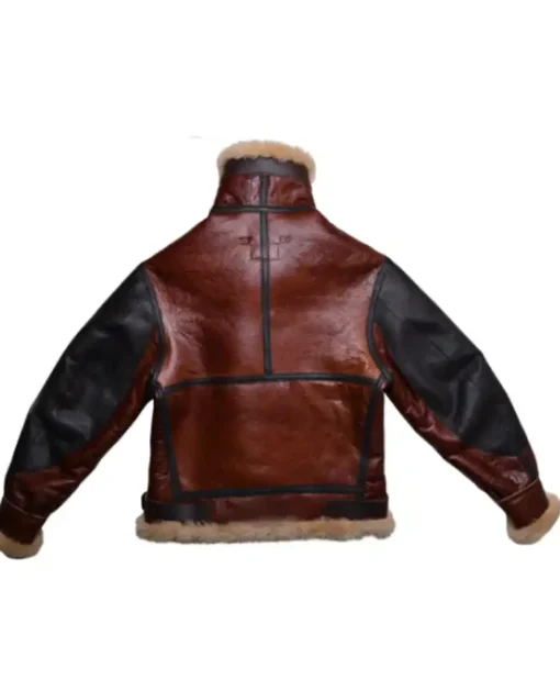 Buy B-3 Aviator RAF Reddish Brown Leather Shearling Fur Jacket For Unisex