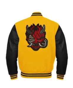Buy Cyberpunk Yellow And Black Letterman Varsity Jacket For Unisex