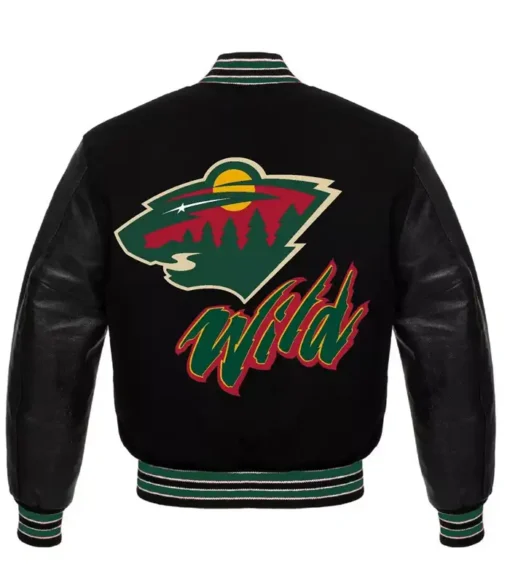 Buy Kelly Minnesota Wild Black Letterman Varsity Jacket For Men And Women
