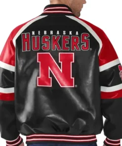 Buy Nebraska Cornhuskers Defense Red And Black Letterman Varsity Jacket For Unisex