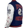 NE Patriots Blue And White Letterman Varsity Jacket For Men And Women