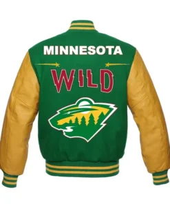 Buy Raymond Minnesota Wild Green And Yellow Varsity Jacket For Men And Women