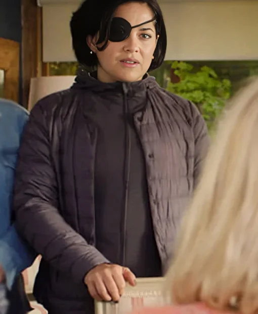 Buy Sarah Greene Bad Sisters Season 02 Bibi Garvey Grey Hooded Quilted Jacket For Unisex