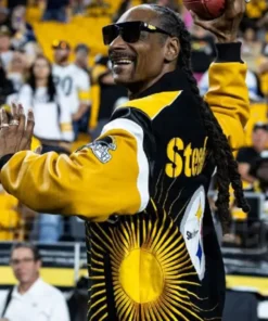 Buy Snoop Dogg’s Pittsburgh Sunday Night Football Black And Yellow Varsity Jacket For Unisex