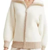 Buy The View Sunny Hostin Contrast White And Beige Trim Zip Fur Jacket For Unisex