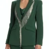 Buy The Voice Season 26 Reba McEntire Green Fringe Embellished Blazer For Unisex