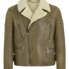 Chocolate Brown Aviator Sheepskin Leather Jacket