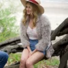 Chosen Family Heather Graham Grey Faux Fur Jacket