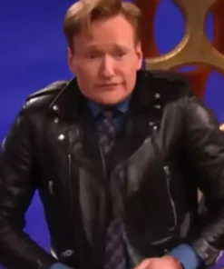 Conan O’Brien Black Biker Leather Jacket