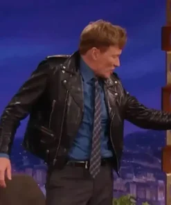 Conan O’Brien Black Biker Leather Jacket