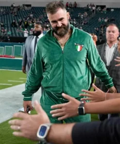 Jason Kelce Italia Green Velvet Tracksuit