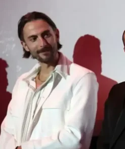 Joe Delfin Movie Thanksgiving 2023 Premier White Leather Jacket