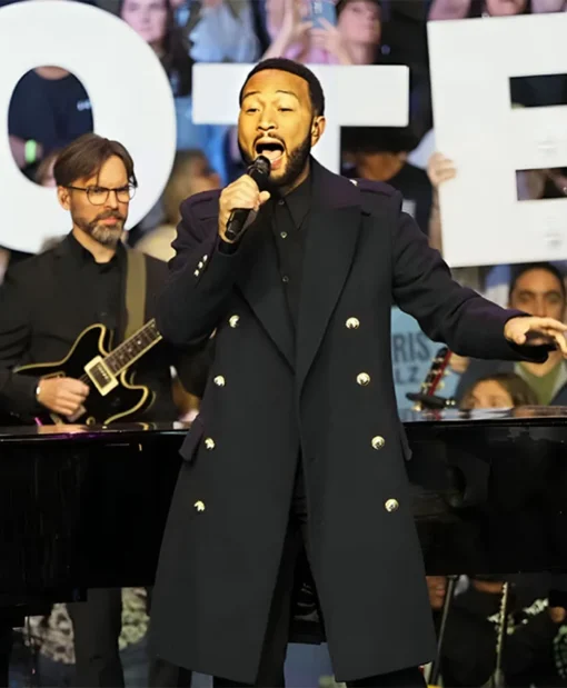 John Legend Harris Walz Campaign Rally Black Coat