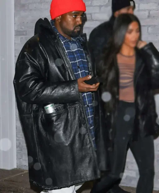 Kanye West Black Oversize Leather Coat