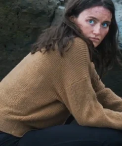 Leah Rilke TV Series Season 2 The Wilds Sarah Pidgeon Brown Wool Cardigan Sweater