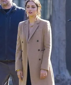 Melinda Van Allen Film Deep Water Ana de Armas Beige Brown Wool Trench Coat
