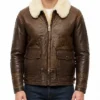 Men B-3 AN-J-4 Brown Sheepskin Leather Jacket