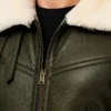Men B-3 Army Green Shearling Leather Jacket