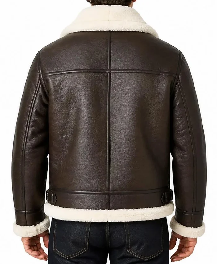 Men B-3 Black Aviator Shearling Sheepskin Leather Jacket