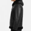 Men B-3 Black Hooded Leather Jacket