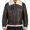 Men B-3 Black Sheepskin Leather Jacket