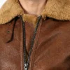 Men B-3 Brown Aviator Shearling Fur Leather Jacket