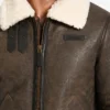 Men B-3 Vintage Brown Shearling Sheepskin Leather Jacket