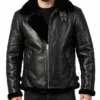 Mens B-3 Black Leather Jacket