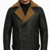 Mens B-3 Anderson Black Sheepskin Shearling Leather Jacket