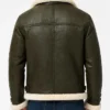 Mens B-3 Army Green Shearling Leather Jacket Men