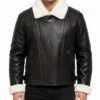 Mens B-3 Aviator Shearling Fur Sheepskin Leather Jacket