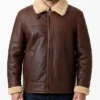 Mens B-3 Brown Aviator Shearling Leather Jacket