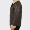 Mens B-3 Dark Brown Fur Aviator Leather Jacket