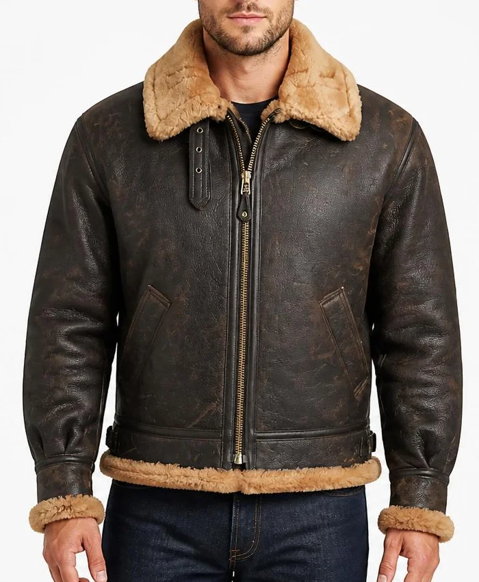 Mens B-3 Flight Sheepskin Leather Jacket