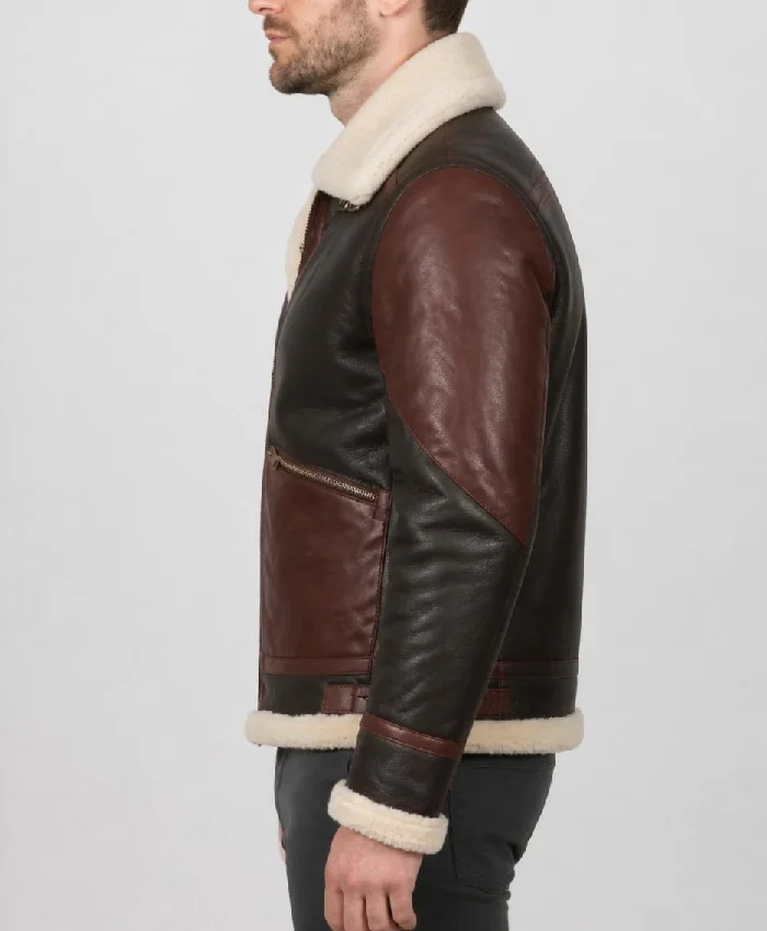 Mens B-3 Shearling Burgundy Leather Jacket