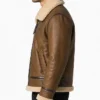 Mens B-3 Sheepskin Leather Brown Jacket
