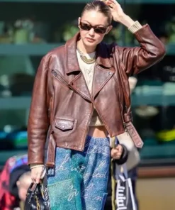 NYC Gigi Hadid Brown Leather Jacket