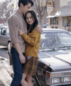 Nicole Law TV Series Tales from the Loop May Yellow Wool Knit Cardigan Sweater For Sale