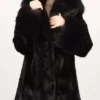Nikki Black Mink Coat With Black Fox Hood