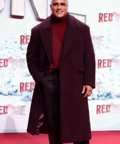 Red One Premiere Dwayne Johnson Maroon Wool Coat