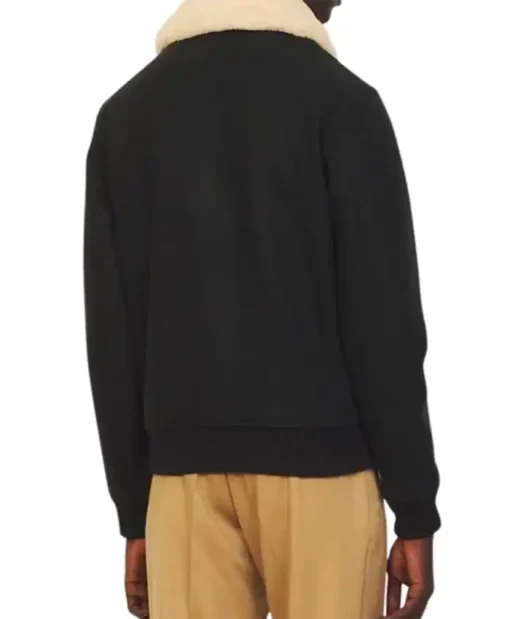 Richard Montlaur Drama Series Ted Lasso Season 03 Stephen Manas Black Trim Fur Vintage Bomber Jacket