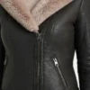 Shearling Brown Biker Leather Jacket Womens