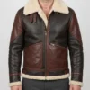 Shop Now B3 Shearling Fur Burgundy Leather Jacket